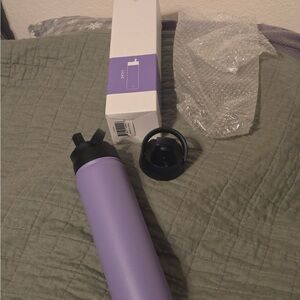 Purple Water Bottle with Black Lid